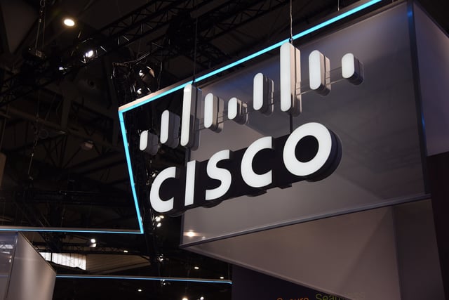 HOSPITALET DE LLOBREGAT, BARCELONA, SPAIN - 2023/02/27: The CISCO brand logo during the Mobile World Congress Barcelona 2023. Mobile World Congress (MWC) Barcelona 2023 is the largest and most influential event in Spain, where technology, community, and commerce converge. In 2023, MWC aims to bring together 80,000 people and generate an economic impact of about 350 million in the city. (Photo by Ramon Costa/SOPA Images/LightRocket via Getty Images)