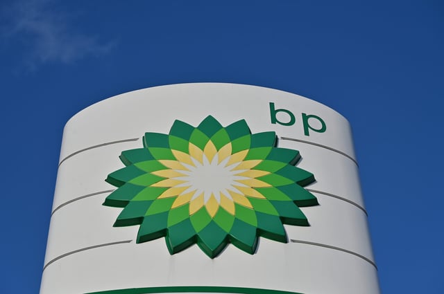 SOUTHEND, ENGLAND - JANUARY 22: A general view of the BP logo and petrol station forecourt sign on January 22, 2024 in Southend, United Kingdom. (Photo by John Keeble/Getty Images)