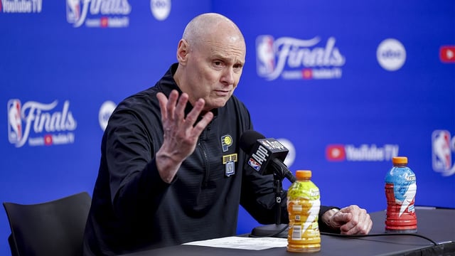 Pacers head coach Rick Carlisle speaks to the media after the Pacers defeat the Oklahoma City Thunder during game one of the 2025 NBA Finals at Paycom Center
