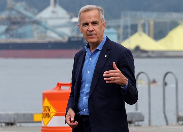 Canada's Prime Minister Mark Carney visits the Centerm container ship terminal at the Port of Vancouver in Vancouver, British Columbia, Canada August 3, 2025.  REUTERS/Chris Helgren/File Photo
