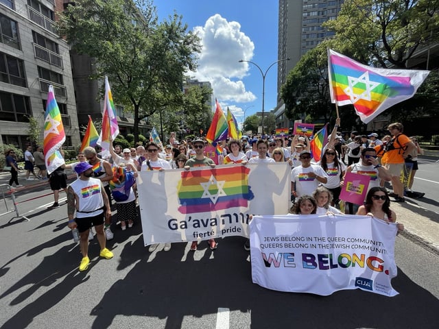 Some members of a Jewish contingent at the Montreal Pride parade in 2024 are shown this handout image. THE CANADIAN PRESS/Handout - Ga'ava (Mandatory Credit)