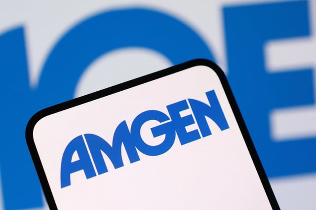 The Amgen logo is seen in this illustration taken August 3, 2025. REUTERS/Dado Ruvic/Illustration/File Photo