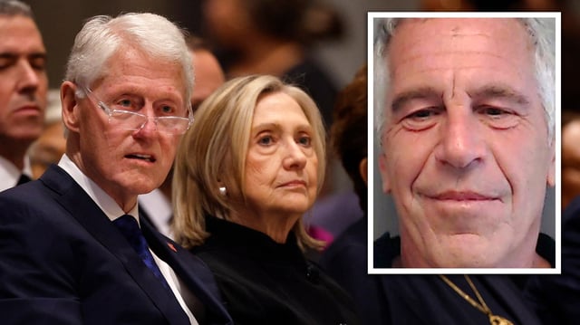Former President Bill Clinton and Hillary Clinton with Jeffrey Epstein. (Getty Images)