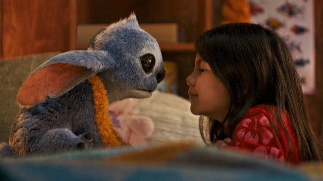 Stitch and Lilo (Maia Kealoha) in the new "Lilo & Stitch."