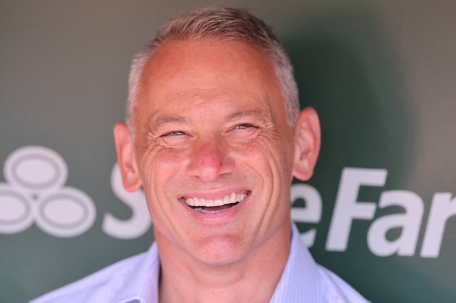 CHICAGO, ILLINOIS - JULY 18: President of Baseball Operations Jed Hoyer of the Chicago Cubs answers questions from the media prior to the game against the Boston Red Sox at Wrigley Field on July 18, 2025 in Chicago, Illinois.