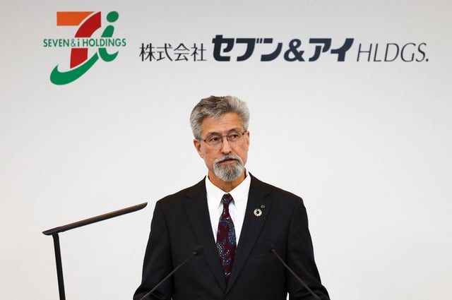 Incoming Chief Executive Officer of Seven & i Holdings Co., Stephen Dacus speaks during a press conference in Tokyo, Japan March 6, 2025. REUTERS/Issei Kato/File Photo