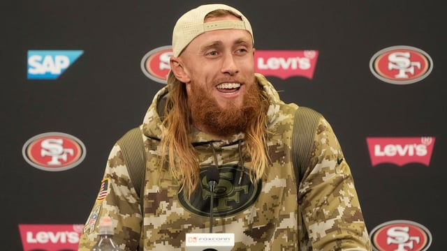 Ammonia inhalants banned by NFL: Here’s why George Kittle says he’s ‘distraught.’ (AP Photo/Jeff Chiu)