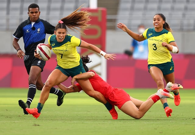 Tokyo 2020 Olympics - Rugby Sevens - Women - Pool C - Australia v China - Tokyo Stadium - Tokyo, Japan - July 29, 2021. Charlotte Caslick of Australia in action./File Photo