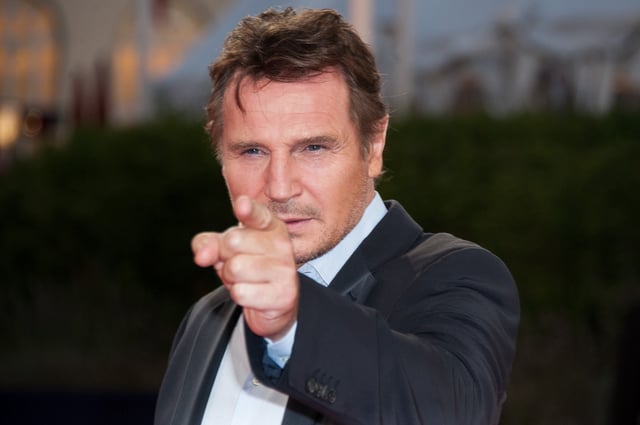 Actor Liam Neeson poses on the red carpet before the screening of his movie &#34;Taken 2&#34; during the 38th Deauville American Film Festival on September 7, 2012 in Deauville, France.