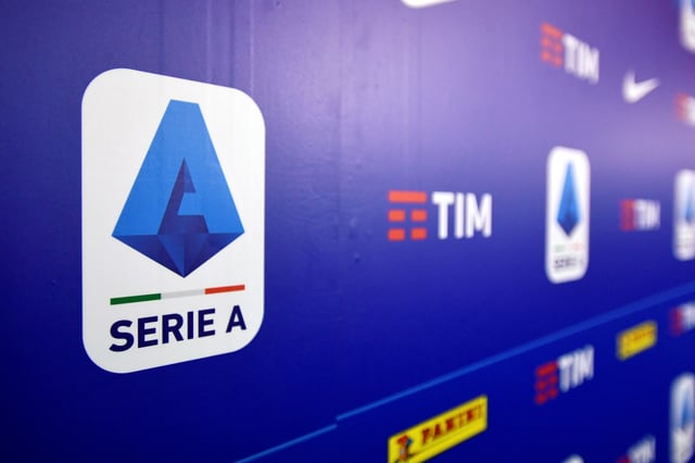 A logo of Italy's Lega Serie A is seen in Milan, Italy, December 17, 2019. REUTERS/Flavio Lo Scalzo/ File Photo