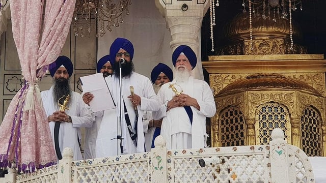 Kuldeep Singh Gadgaj with Singh Sahiban at Akal Takht in Amritsar on 6 August, 2025 | By special arrangement