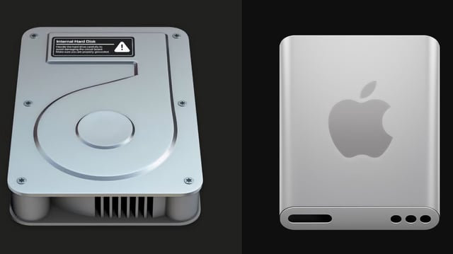 Comparison of the old and new Macintosh HD icons in macOS Tahoe.