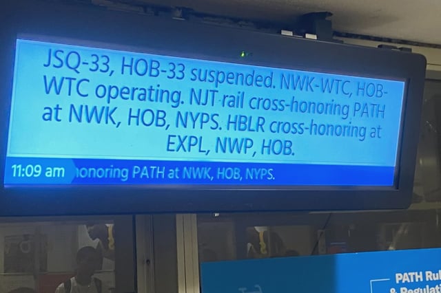 Alerts at the Journal Square station Wednesday warned PATH riders of service suspensions.