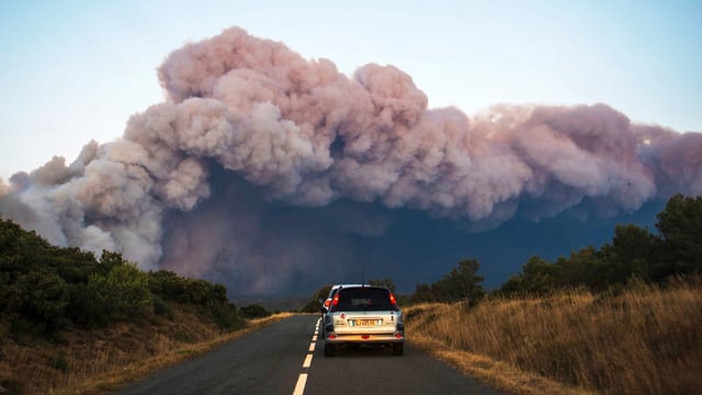 Wildfire in France, near the Spanish border, on August 5