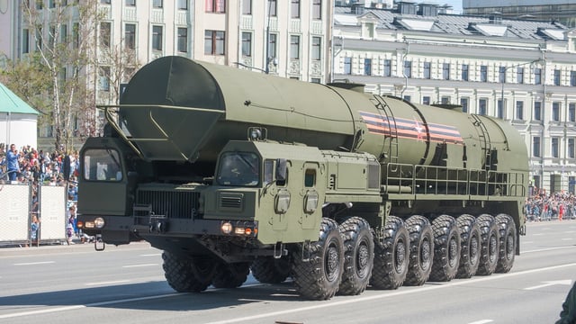 A Russian ICBM delivery vehicle at the 2018 Victory Day parade in Moscow. Credit: Andrey69/Shutterstock.com