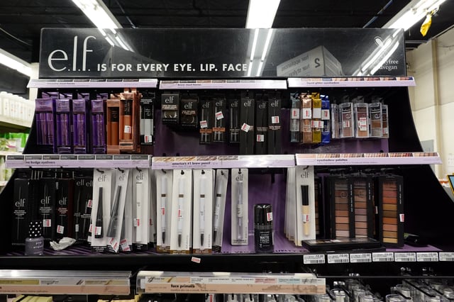 E.L.F. cosmetic products are seen for sale in a store in Manhattan, New York City, U.S., June 29, 2022. REUTERS/Andrew Kelly/File Photo