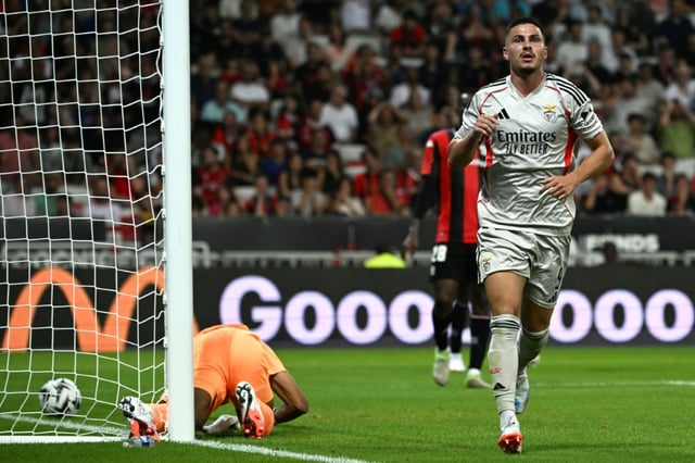 Le défenseur croate de Benfica Franjo Ivanovic, auteur du premier but lors de la victoire à Nice (2-0) en match aller du troisième tour préliminaire de la Ligue des champions, le 6 août 2025 à Nice