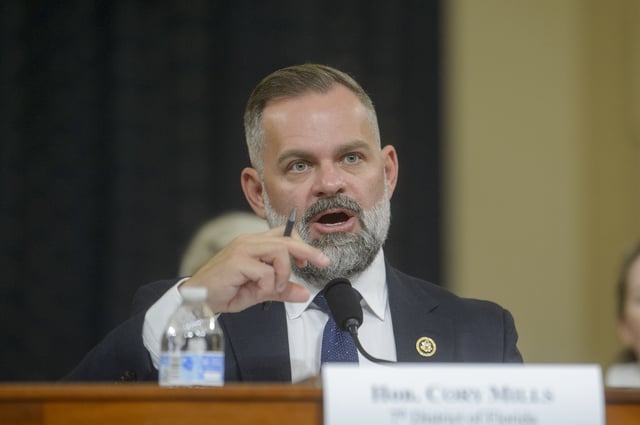 FILE - Rep. Cory Mills, R-Fla., testifies at Capitol Hill in Washington, Sept. 26, 2024. (AP Photo/Rod Lamkey, Jr., File)
