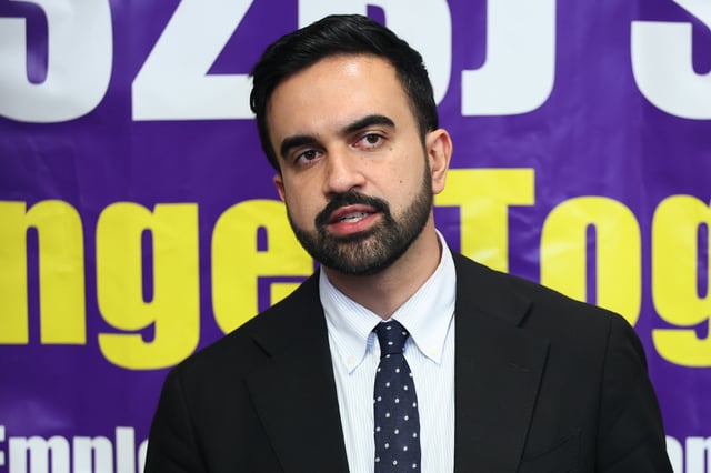 New York City Mayoral Candidate Zohran Mamdani can be seen speaking during a press conference on the victims of the Midtown shooting at 32BJ SEIU headquarters on July 30, 2025, in New York City. (Photo by Michael M. Santiago/Getty Images)