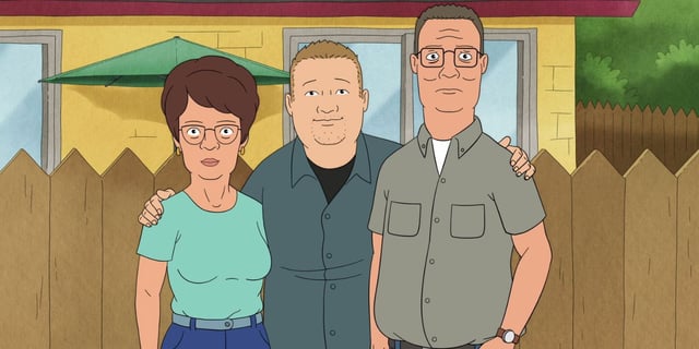 The Hills: Peggy, Bobby, and Hank, in the intro for King of the Hill Season 14.