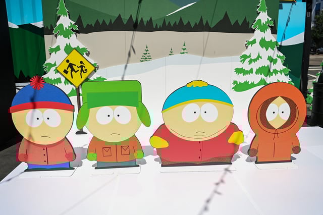 Character cut-outs are seen at Paramount+&#39;s South Park in San Diego event during 2025 San Diego Comic-Con on July 25, 2025 in San Diego, California.