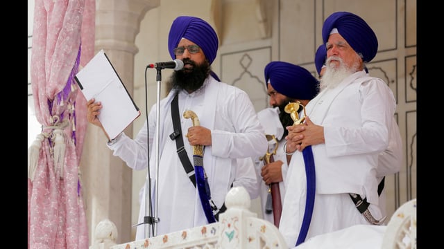 Jathedar Giani Kuldeep Singh Gargaj at the Akal Takht in Amritsar on Wednesday. (ANI)
