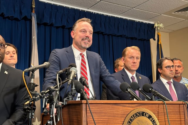 Acting U.S. Attorney for Minnesota, Joe Thompson, speaks to reporters at a news conference on Tuesday, July 15, 2025, in Minneapolis about the grand jury indictment handed up against Vance Boelter, alleging that Boelter fatally shot former Minnesota House Speaker Melissa Hortman and her husband and seriously wounded a state senator and his wife. (AP Photo/Steve Karnowski)
