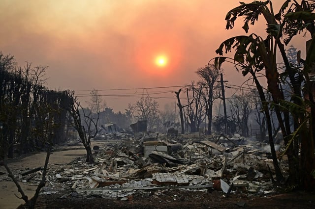 Caption: The wildfires in California may cost insurers as much $40bn and raise household premiums higher than they already are.
(Photo by Agustin Paullier/ AFP)