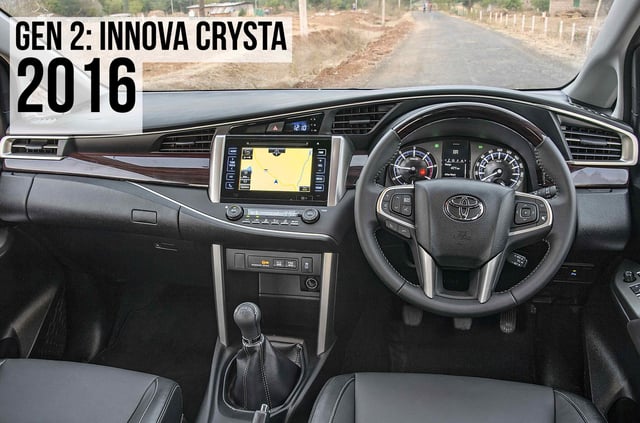 The cabin of the Innova Crysta was markedly more premium, offering an infotainment touchscreen, leather upholstery, powered front seats, etc.