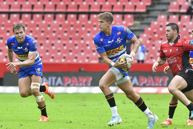 JOHANNESBURG, SOUTH AFRICA - FEBRUARY 15:  Jurie Mathee of the Stormers with the ball during the United Rugby Championship match between Emirates Lions and DHL Stormers at Emirates Airline Park on February 15, 2025 in Johannesburg, South Africa. (Photo by Sydney Seshibedi/Gallo Images)