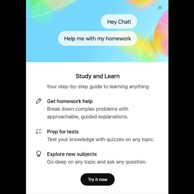 A screenshot of ChatGPT's study mode.