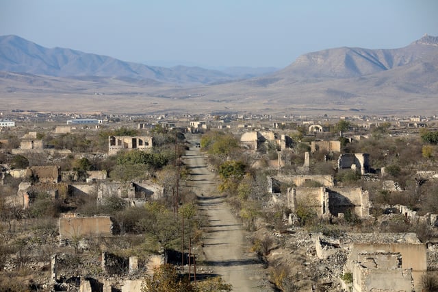 A general view shows Agdam town in the region of Nagorno-Karabakh, November 24, 2020. Picture taken November 24, 2020. REUTERS/Aziz Karimov/File Photo