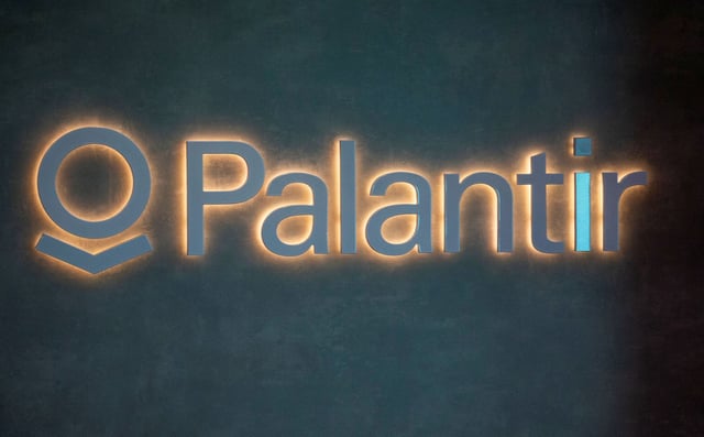 FILE PHOTO: The logo of U.S. software company Palantir Technologies is seen in Davos, Switzerland, May 22, 2022. Picture taken May 22, 2022.   REUTERS/Arnd Wiegmann/File Photo