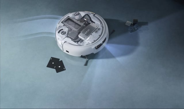 DJI’s robot cleaner Romo can avoid thin items like playing cards. Photo: Handout