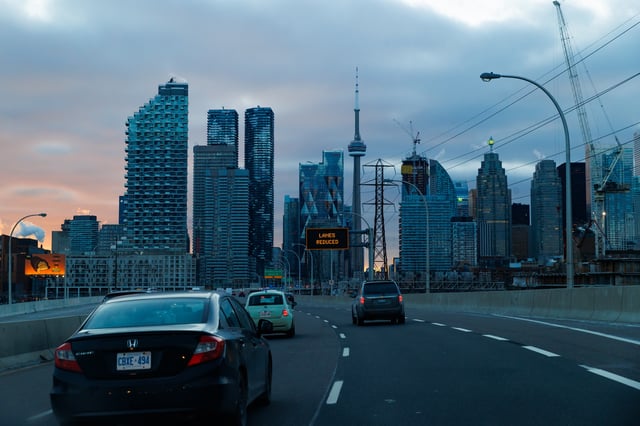 Westbound traffic is seen on the Gardiner Expressway in Toronto, Wednesday, Jan. 8, 2025. 