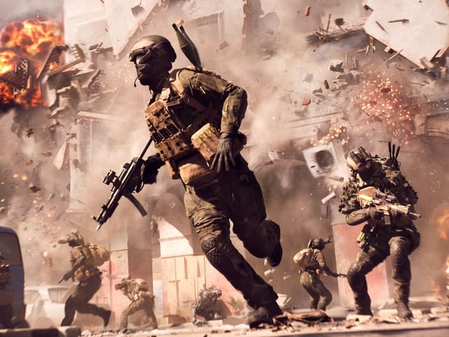 Battlefield 6 beta queues, errors, issues: Soldiers running away from a collapsing building.