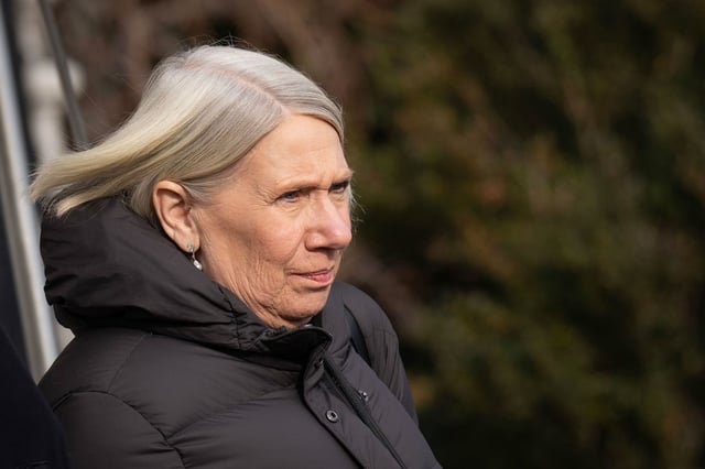 Anita Dunn, senior adviser to President Joe Biden, departs the White House on January 23, 2024.