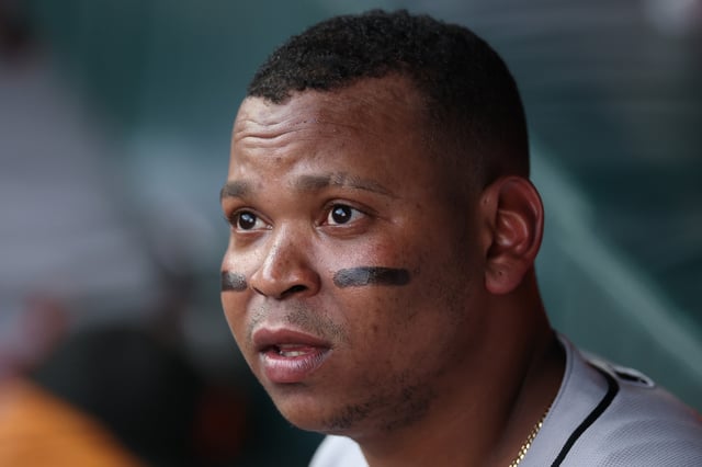 ATLANTA, GEORGIA - JULY 22: Rafael Devers #16 of the San Francisco Giants looks on from the dugout in the second inning against the Atlanta Braves at Truist Park on July 22, 2025 in Atlanta, Georgia. (Photo by Kevin C. Cox/Getty Images)