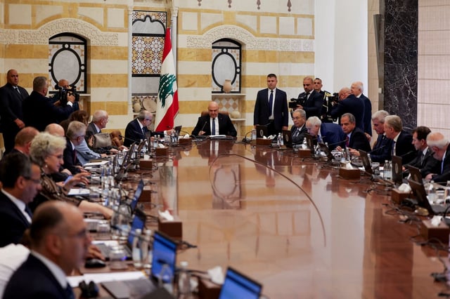 Le Conseil des ministres, au palais présidentiel de Baabda, au Liban, le 5 août. 