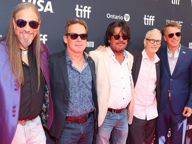 TORONTO, ONTARIO - SEPTEMBER 05: (L-R) Rob Baker, Gord Sinclair, Paul Langlois and Johnny Fay of The Tragically Hip attend the premiere of "The Tragically Hip: No Dress Rehearsal" during the 2024 Toronto International Film Festival at Royal Alexandra Theatre on September 05, 2024 in Toronto, Ontario.