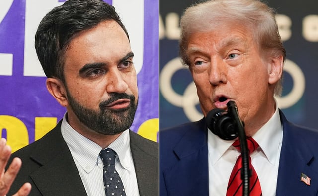 Zohran Mamdani, left, and President Donald Trump. (Barry Williams / New York Daily News; AP)