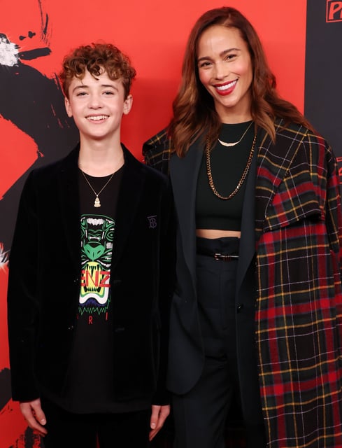Julian and mom Paula Patton attend the opening night performance of "MJ: The Musical" on Dec. 21, 2023, in Hollywood.