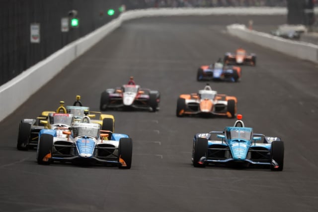 Nolan Siegel, driver of the #6 Arrow McLaren Chevrolet, races during the NTT IndyCar Series109th Running Of The Indianapolis 500 at Indianapolis Motor Speedway on May 25, 2025 in Indianapolis, Indiana.