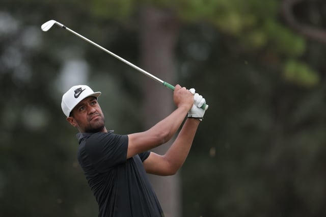 Aug 1, 2025; Greensboro, North Carolina, USA; Tony Finau hits from the 16th tee box during the second round of the Wyndham Championship golf tournament. Mandatory Credit: Allison Lawhon-Imagn Images/File Photo