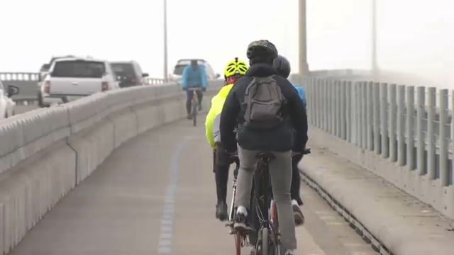 Cyclists on the Richmond-San Rafael Bridge. 