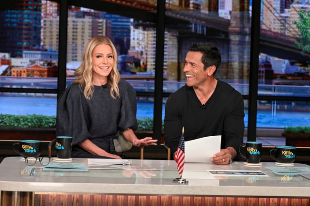 Kelly Ripa and Mark Consuelos co-host “Live with Kelly and Mark” for their June 9, 2025, episode.