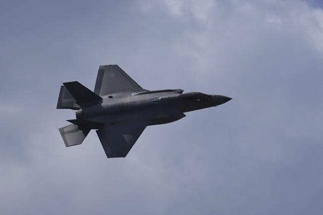 An F35 Lockheed Martin flies at the Paris Air Show, Monday, June 16, 2025 in Le Bourget, north of Paris. 