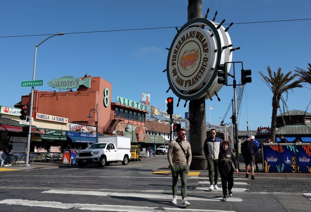 People visit Fisherman’s Wharf on May 2, 2025, in San Francisco. A Taco Bell Cantina is coming to the neighborhood. 