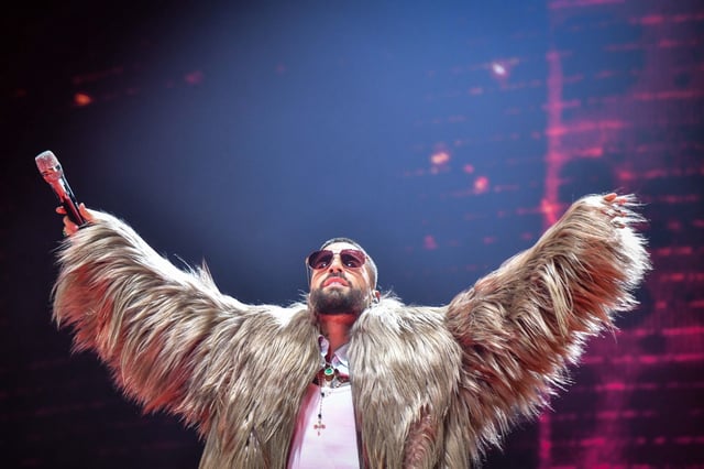 CIUDAD DE MÉXICO, 06AGOSTO2025.- &#34;Maluma&#34; cantante y compositor colombiano, durante su presentación esta noche en el Palacio de los Deportes como parte de su gira &#34;+Pretty +Dirty México 2025&#34;