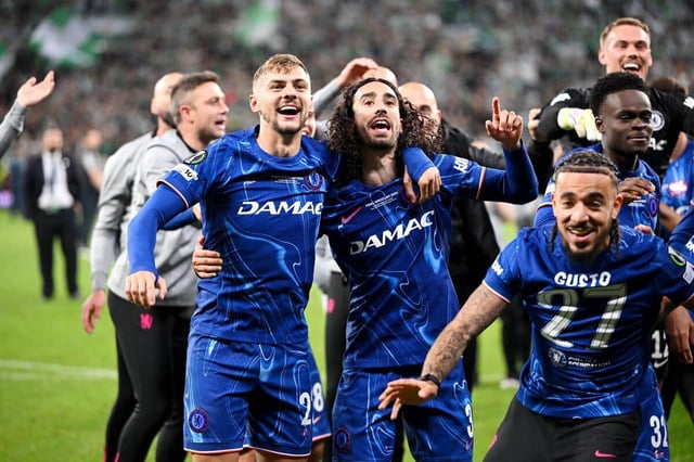 Chelsea footballers Kiernan Dewsbury-Hall and Marc Cucurella playing for Chelsea Football Club